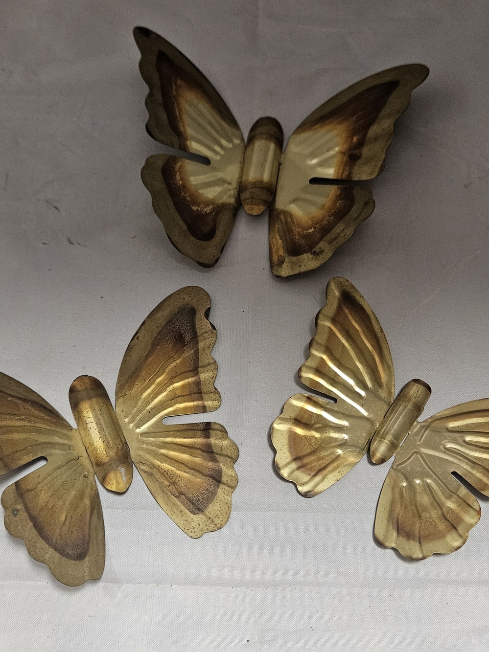 Home Interiors 3 Gold Butterflies, Various Sizes Wall Art Vintage
